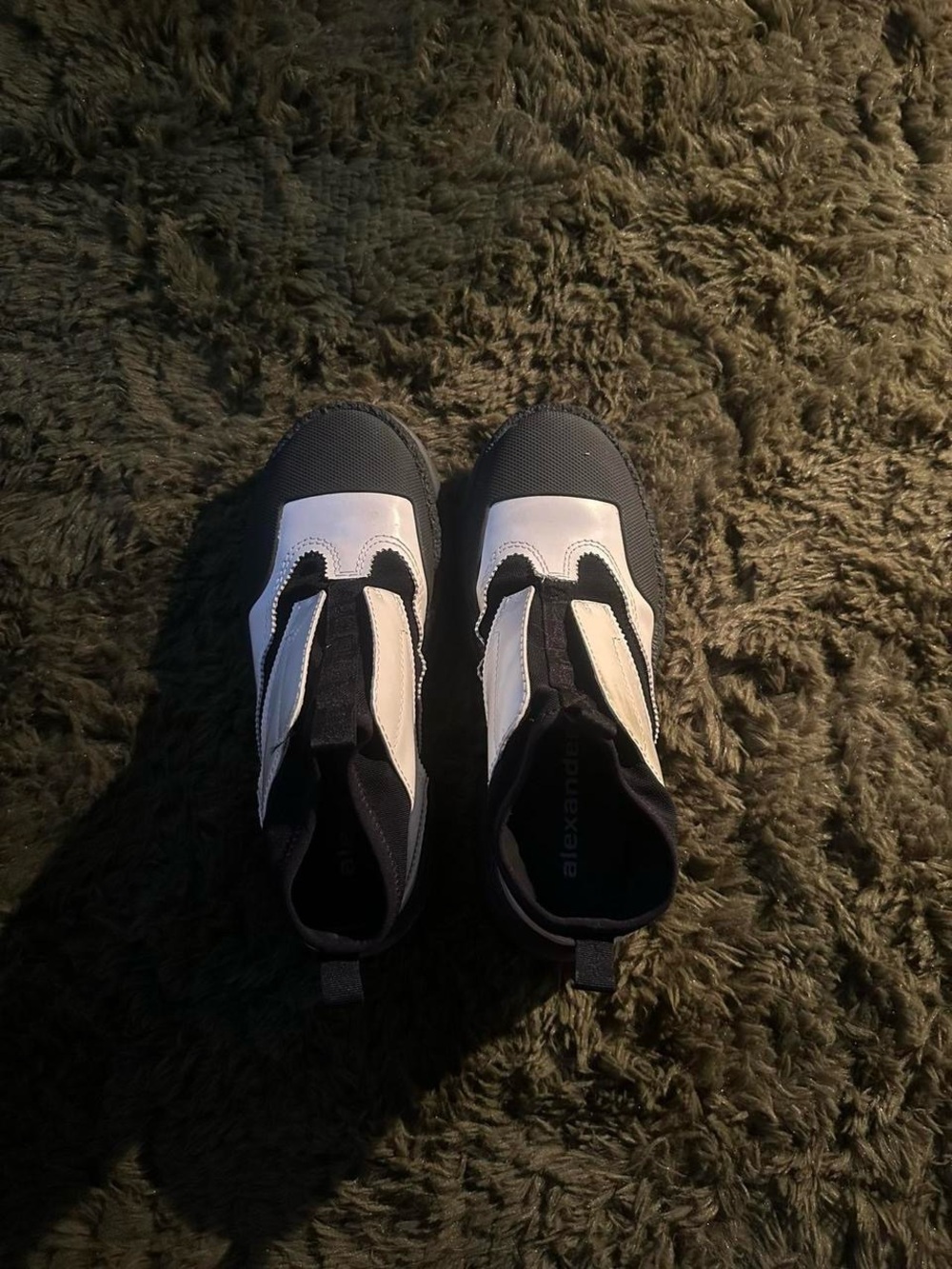 Alexander Wang Black and White Slip-On Sneakers